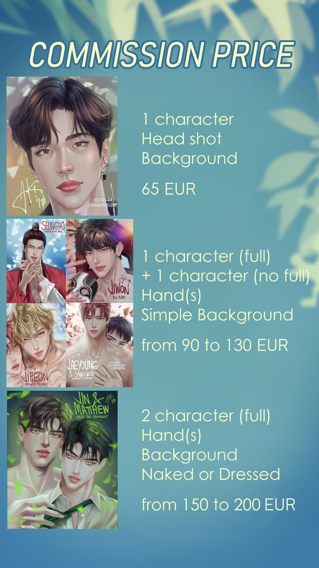 1 character, head to the collarbone or slightly more